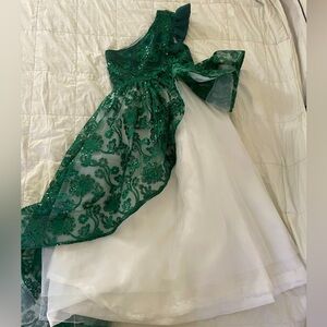 Emerald green flower girl dress